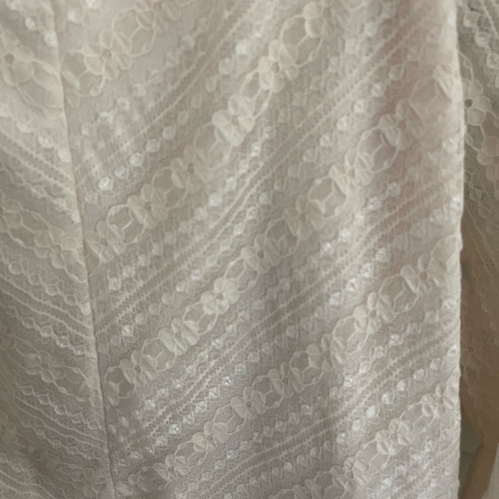 LC Lauren Conrad Cream Puff Sleeve Peplum Blouse - Picture 2 of 3